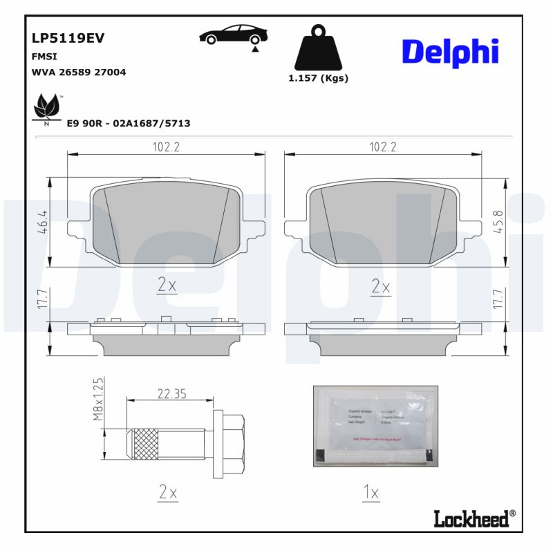 Delphi Diesel Remblokkenset, schijfrem LP5119EV