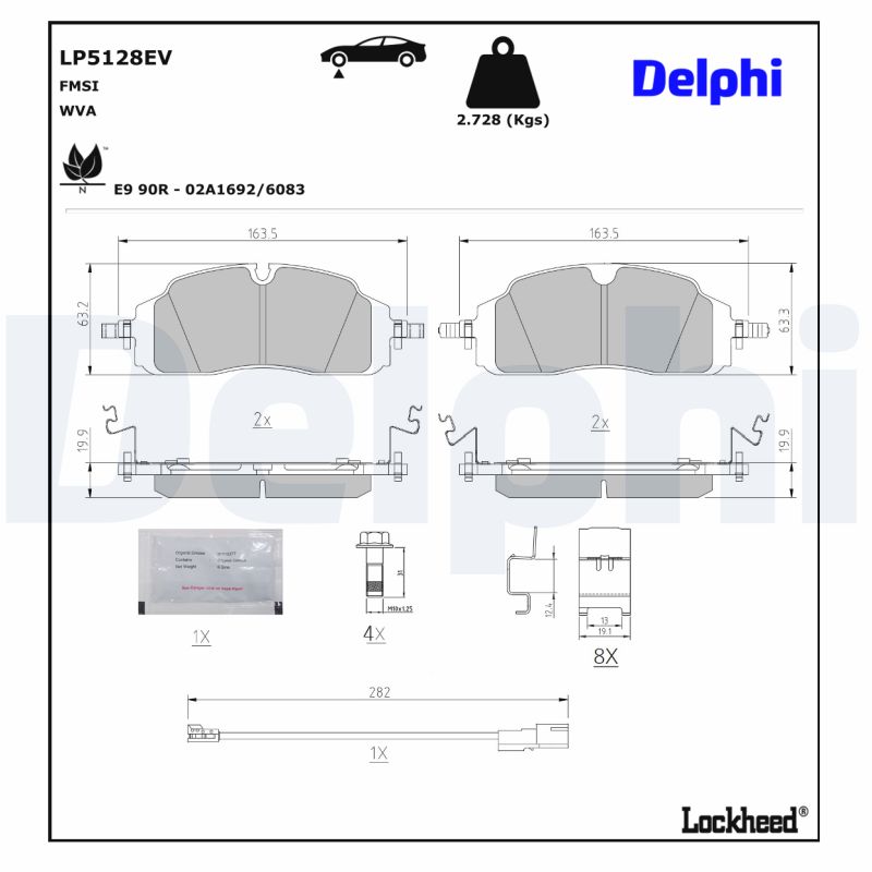 Delphi Diesel Remblokkenset, schijfrem LP5128EV