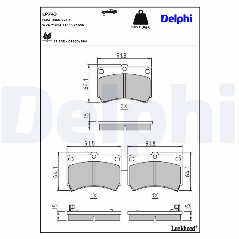 Delphi Diesel Remblokset LP743