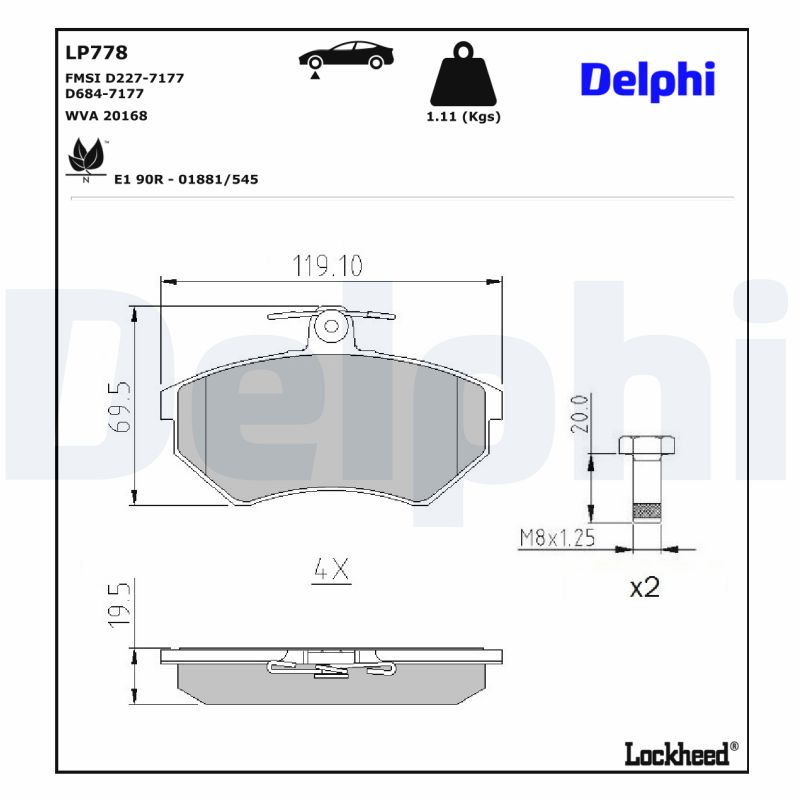 Delphi Diesel Remblokset LP778