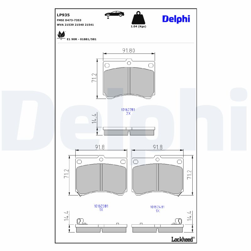 Delphi Diesel Remblokset LP935
