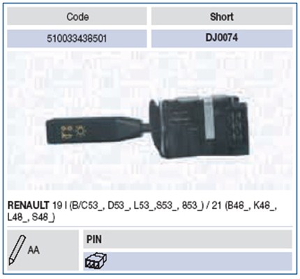 Magneti Marelli Knipperlichtschakelaar 510033438501