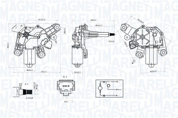 Magneti Marelli Ruitenwissermotor 064070100010