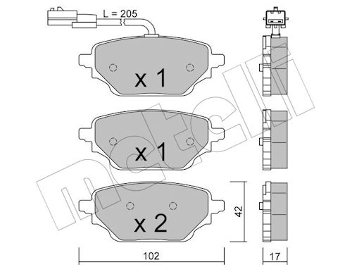 Metelli Remblokkenset, schijfrem 22-1352-1