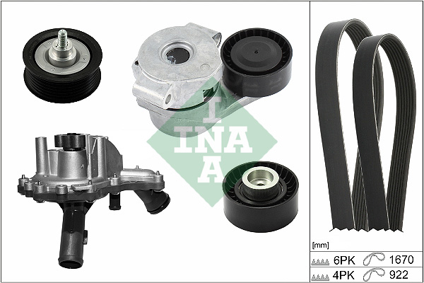 INA Poly V-riemen kit inclusief waterpomp 529 0301 30