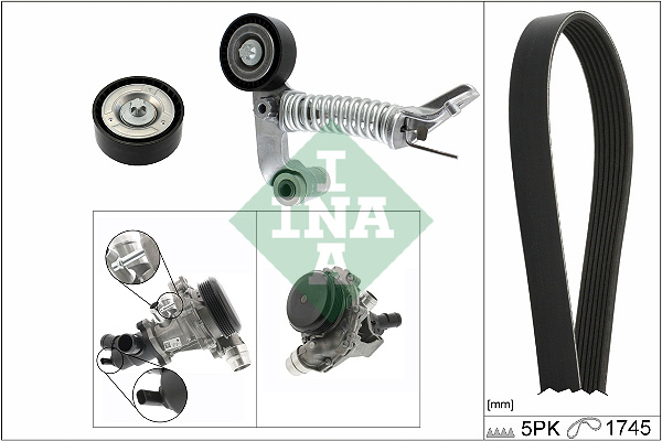 INA Poly V-riemen kit inclusief waterpomp 529 0319 30