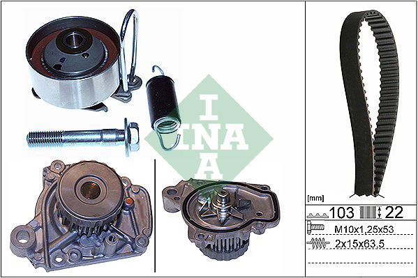 INA Distributieriem kit inclusief waterpomp 530 0505 31