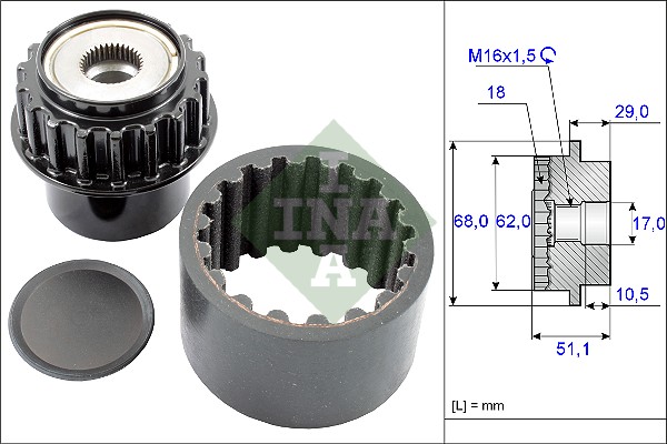 INA Vrijloop koppeling dynamo 535 0206 10