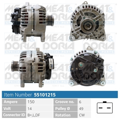 Meat Doria Alternator/Dynamo 55101215