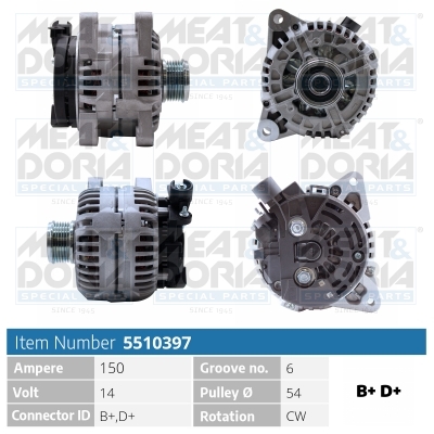 Meat Doria Alternator/Dynamo 5510397