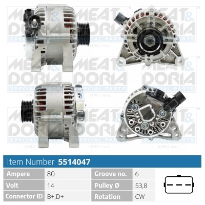 Meat Doria Alternator/Dynamo 5514047