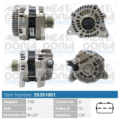 Meat Doria Alternator-Dynamo 55351001