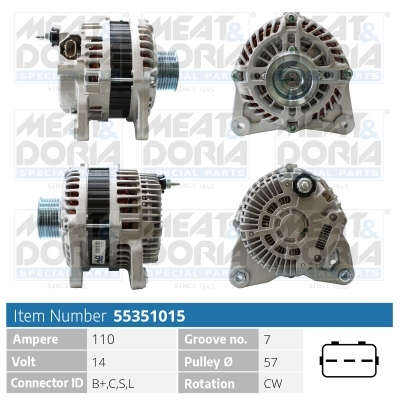 Meat Doria Alternator-Dynamo 55351015