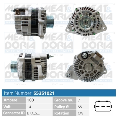 Meat Doria Alternator/Dynamo 55351021