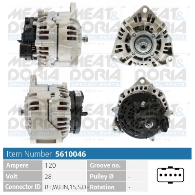 Meat Doria Alternator/Dynamo 5610046