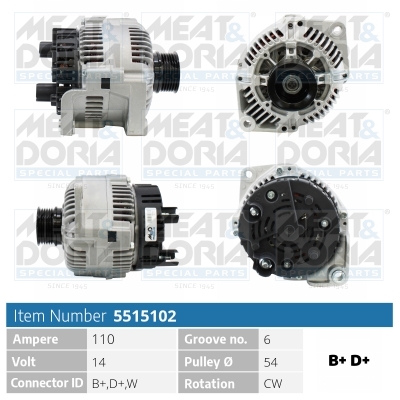 Meat Doria Alternator/Dynamo 5515102