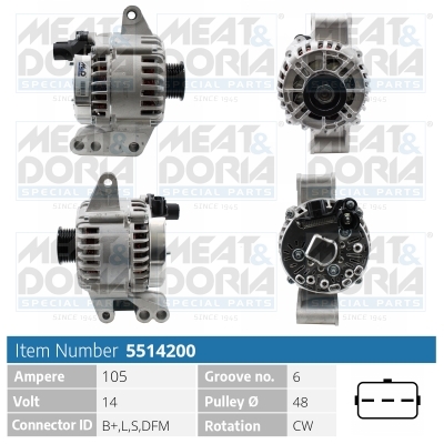 Meat Doria Alternator/Dynamo 5514200