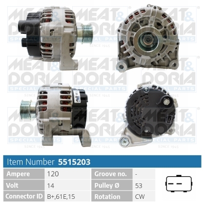 Meat Doria Alternator/Dynamo 5515203