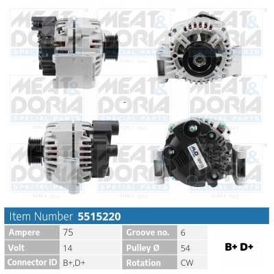 Meat Doria Alternator/Dynamo 5515220