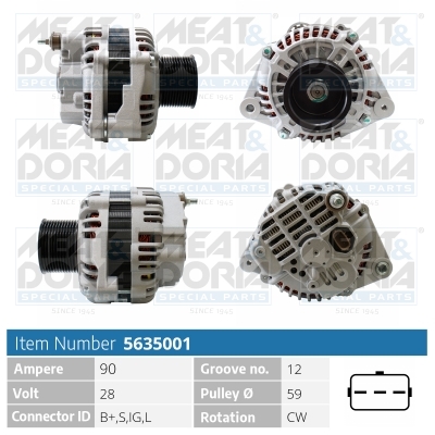 Meat Doria Alternator/Dynamo 5635001