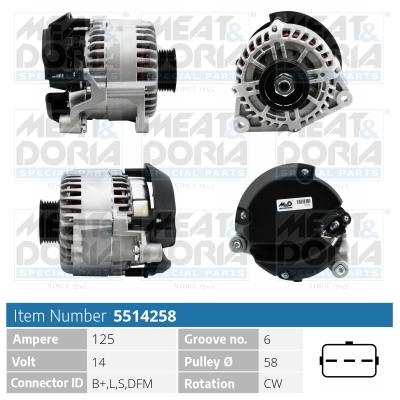 Meat Doria Alternator/Dynamo 5514258