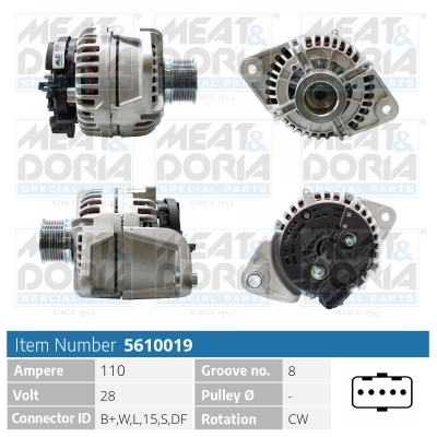 Meat Doria Alternator/Dynamo 5610019