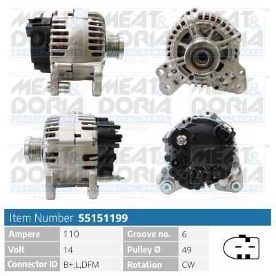 Meat Doria Alternator/Dynamo 55151199