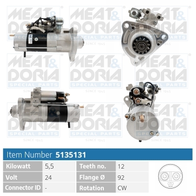 Meat Doria Startmotor / Starter 5135131