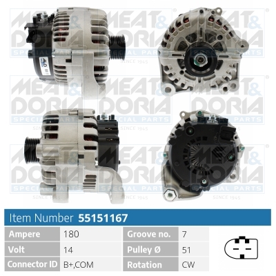 Meat Doria Alternator/Dynamo 55151167