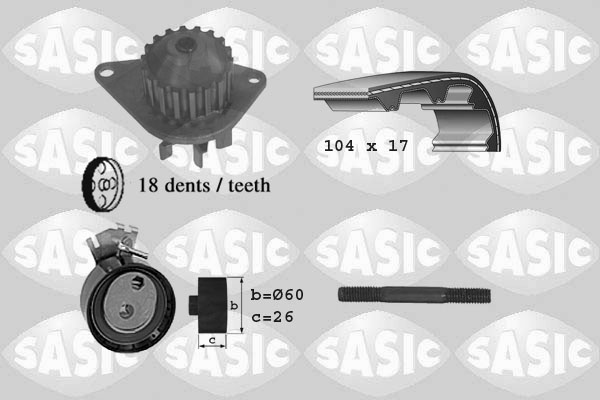 Sasic Distributieriem kit inclusief waterpomp 3900003