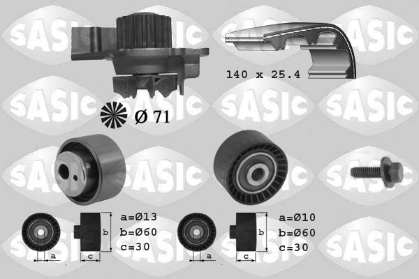 Sasic Distributieriem kit inclusief waterpomp 3900010
