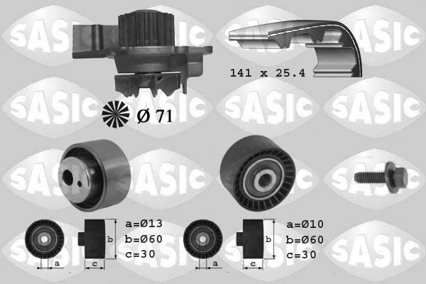 Sasic Distributieriem kit inclusief waterpomp 3900012