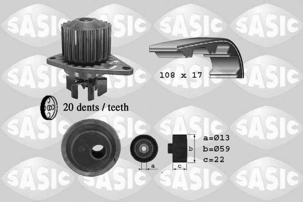 Sasic Distributieriem kit inclusief waterpomp 3900021