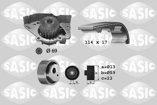 Sasic Distributieriem kit inclusief waterpomp 3900024