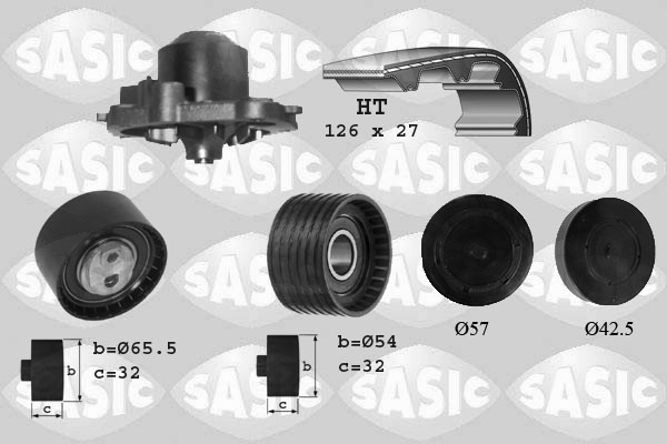 Sasic Distributieriem kit inclusief waterpomp 3904008