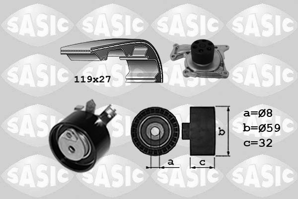 Sasic Distributieriem kit inclusief waterpomp 3904038