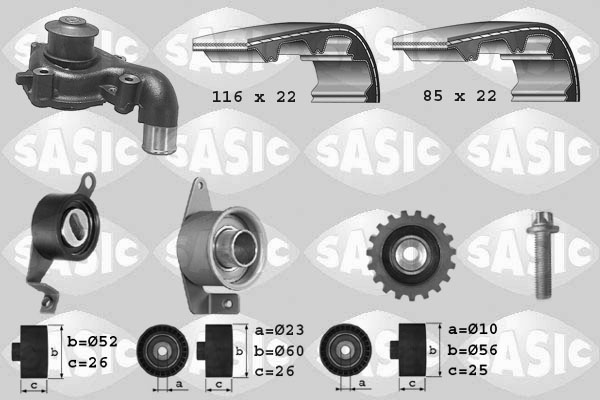 Sasic Distributieriem kit inclusief waterpomp 3906011