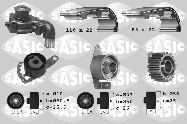 Sasic Distributieriem kit inclusief waterpomp 3906012