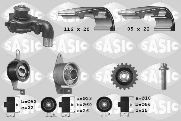 Sasic Distributieriem kit inclusief waterpomp 3906013