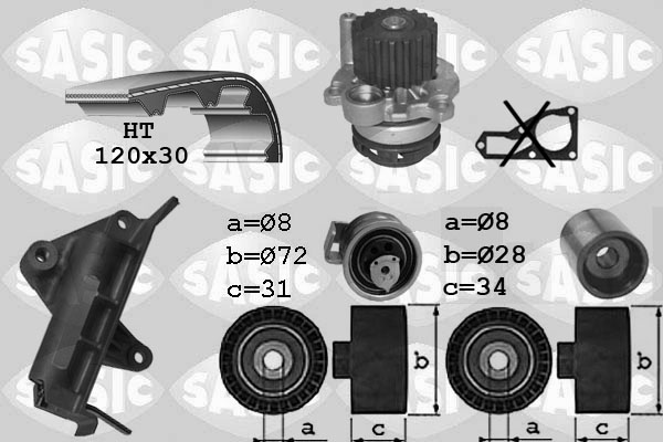 Sasic Distributieriem kit inclusief waterpomp 3906019