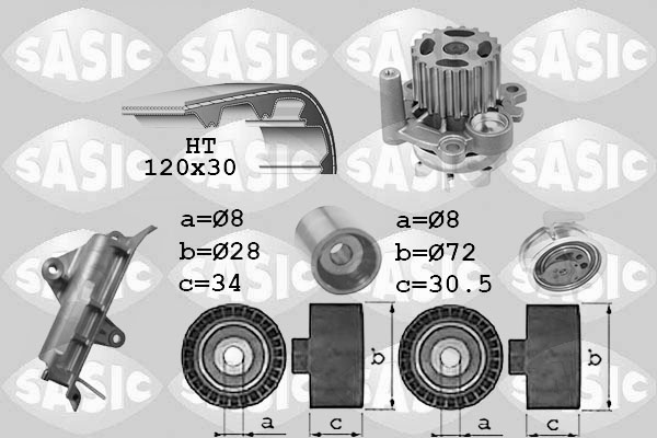 Sasic Distributieriem kit inclusief waterpomp 3906022
