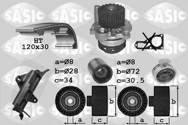 Sasic Distributieriem kit inclusief waterpomp 3906023