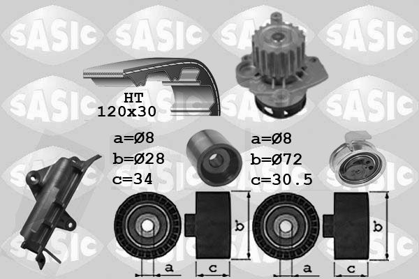 Sasic Distributieriem kit inclusief waterpomp 3906024