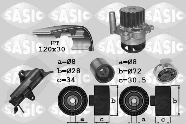 Sasic Distributieriem kit inclusief waterpomp 3906025