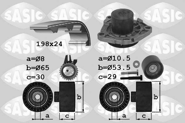 Sasic Distributieriem kit inclusief waterpomp 3906033