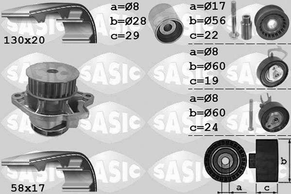 Sasic Distributieriem kit inclusief waterpomp 3906061