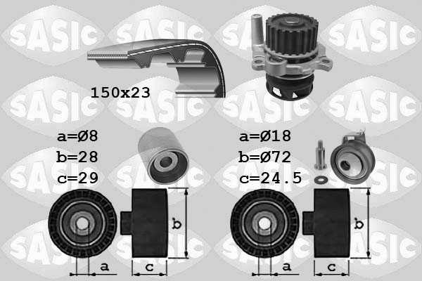 Sasic Distributieriem kit inclusief waterpomp 3906062