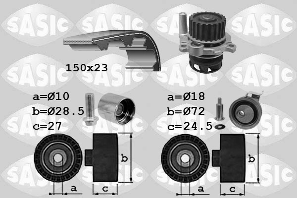 Sasic Distributieriem kit inclusief waterpomp 3906064