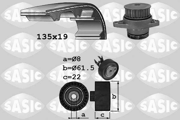 Sasic Distributieriem kit inclusief waterpomp 3906065