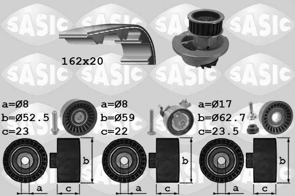Sasic Distributieriem kit inclusief waterpomp 3906072